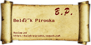 Belák Piroska névjegykártya